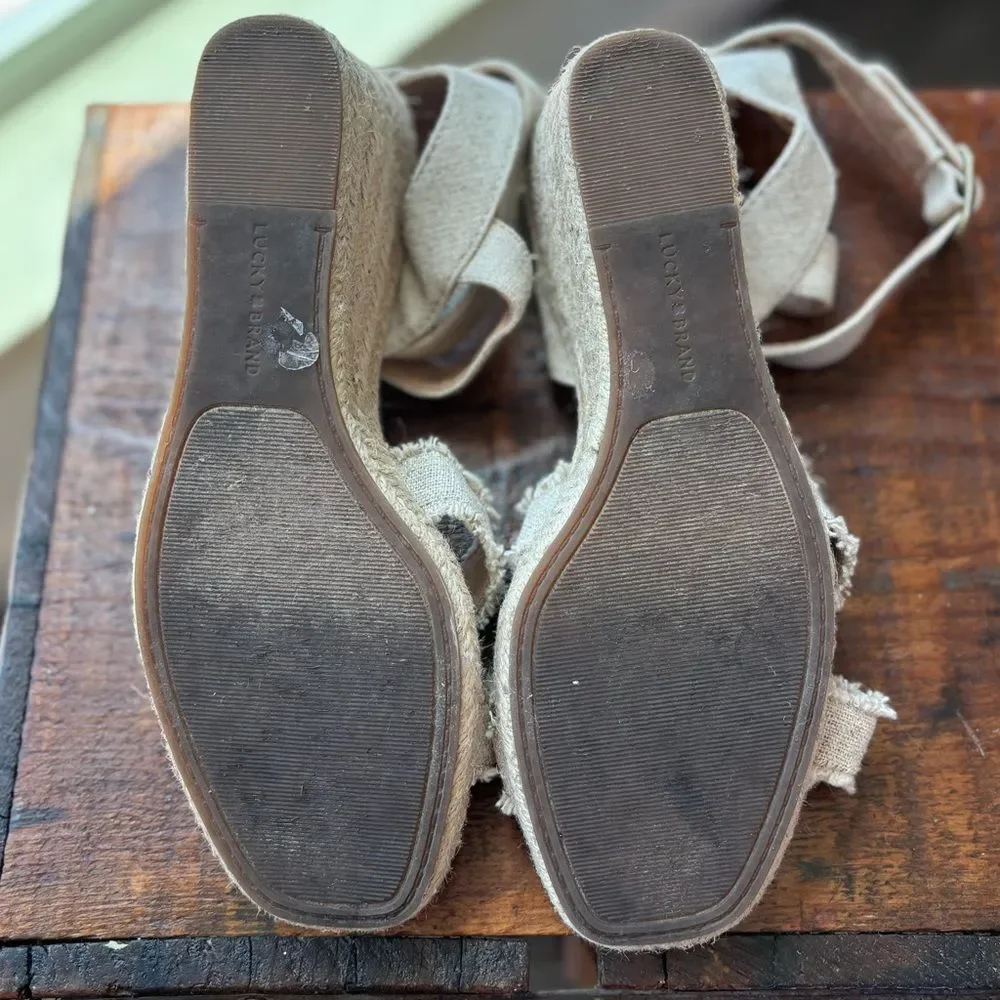 Lucky Brand Meghan Espadrille Wedge Sandal Natural 7.5